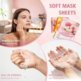Máscara facial, paquete de 60 máscaras faciales, juego de cuidado de la piel, regalos a granel para mujeres, mascarillas faciales hidratantes, suminis