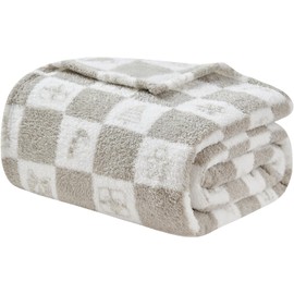EMME Checkered Gift Blanket Twin Size - 60"*80" Grey Bed Blanket