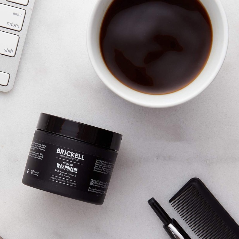 Brickell Men's Flexible Hold Wax Pomade for Men, Natural and