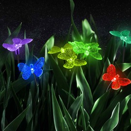 iFalarila Solar Lights for Outside, [RGB Breathing Butterfly Lights] Solar Garden Lights Outdoor Waterproof, Separate 1200mAh Solar Panel Daisy Chained, Perfect for Yard Pathway Patio - 2 Pack