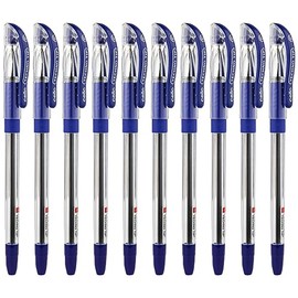 1 X 10 Cello Technotip PEN Top Ball Point 0.6 mm Smooth Writing Blue Brand Ad By Indian Cricketer Mahindera Singh Dhoni Lot of 10 Pens