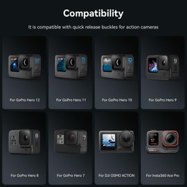 SMALLRIG Action Camera Mount Adapter Aluminium Buckle Adapter Buckle Mount with Integrated Quick Release Plate for GoPro Hero 12/11/10/9/8/7 Black - APU2668