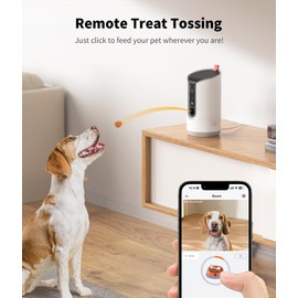 TKENPRO 2K Pet Camera Treat Dispenser, 360°View Dog Camera with Phone App, 5G&2.4G WiFi 2-Way Talk Pet Cam Indoor for Cats Remote Treat Tossing, Motion Alerts, Auto Tracking