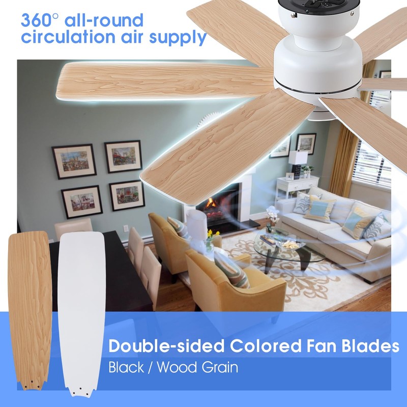 Kviflon 46 inch Ceiling Fans with Lights and Remote/APP Control,