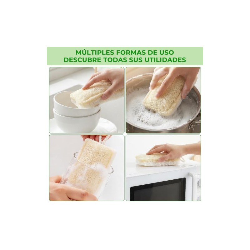 10 Piezas Estropajo para Trastes de Fibra Natural Biodegradable, Esponja