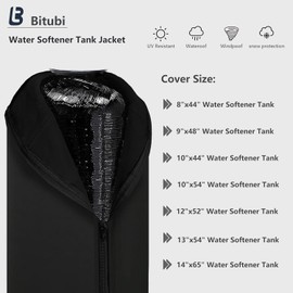 Bitubi Water Softener Neoprene Sweat Jacket, Outdoor Water Softener and Filter Tank Cover to Prevent Sweating, Water Softener Insulated Cover (10x44, Black)
