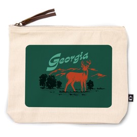 Lantern Press Georgia, Vintage Matchbook, Whitetail Deer, 100% Cotton Zipper Pouch, Travel Accessory, Go Bag
