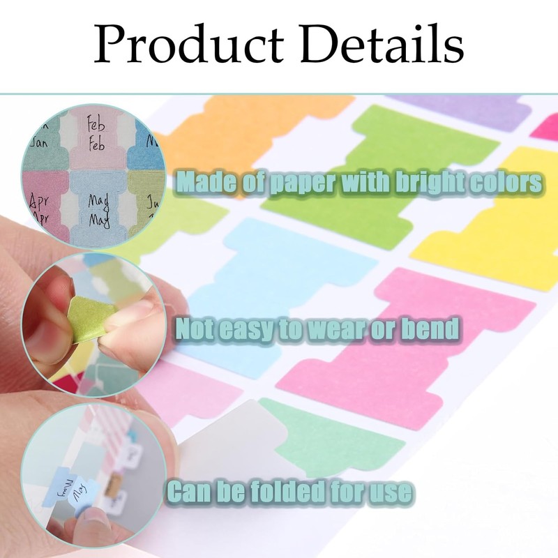 6 Sheets Book Tabs, Sticky Tabs Page Markers, Colorful Index