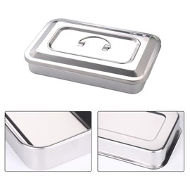 Easyinsmile - Bandeja quirúrgica médica para instrumentos de esterilización dental con tapa y mango (plata)