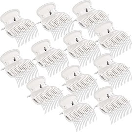 LALOCAPEYO 12Pcs Hot Roller Clips - Plastic Hair Curler Claw Replacement for Small, Medium, Large Hair Rollers (White)