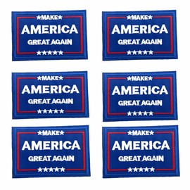 6Pcs 2.4in*3.14in Trump Iron on Patches, Make America Great Again Sew on Repair, 2024 Trump MAGA Sew on Repair for Tactical Caps Bags Vests Jackets Backpacks Uniforms, Blue