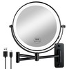 JANEEVA 8" Wall Mounted Lighted Makeup Mirror,Rechargeable Double Sided 1X/10X