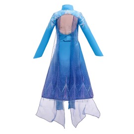 Lito Angels Princess Travel Dress Costume for Girls Kids, Snow Queen Fancy Party Outfits, Age 6-7 Years, Blue (Coat, Dress & Leggings Set)