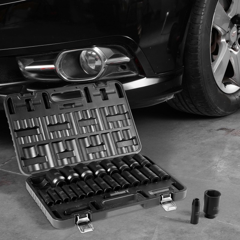 VEVOR Impact Socket Set, 26pcs x 1/2inch Metric 10mm-36mm Impact