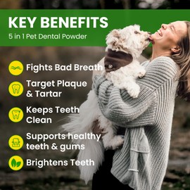 Dog Teeth Cleaning Powder, Dog Dental Powder and Cats Breath Freshener, Plaque Off Pet Tooth Cleaning lab co, Bad Breath & Tartar Remover for Dogs, Dog Teeth Cleaning with Enzymes- 60-Day Supply -Mint