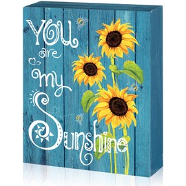 Thyle Sunflower Wood Box Sign Summer Funny Room Decoration You Are My Sunshine Box Sign Rustic Motivational Desk Decor for Office Home Living Room Decoration 6 x 7 x 1.8 Inches