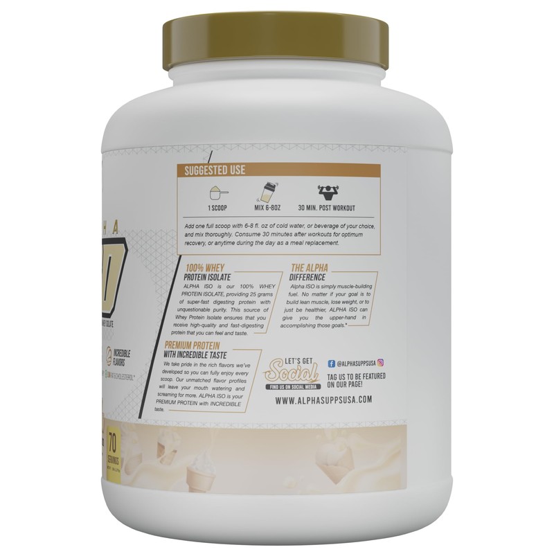 Alpha Supps ISO, Low Carb 100% Whey Protein Isolate Powder,