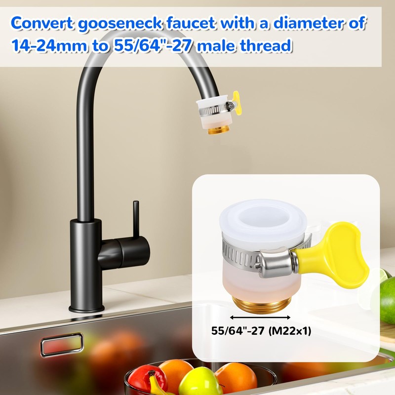 2 Pcs Faucet Hose Adapter, Kitchen Sink Faucet Adapter to