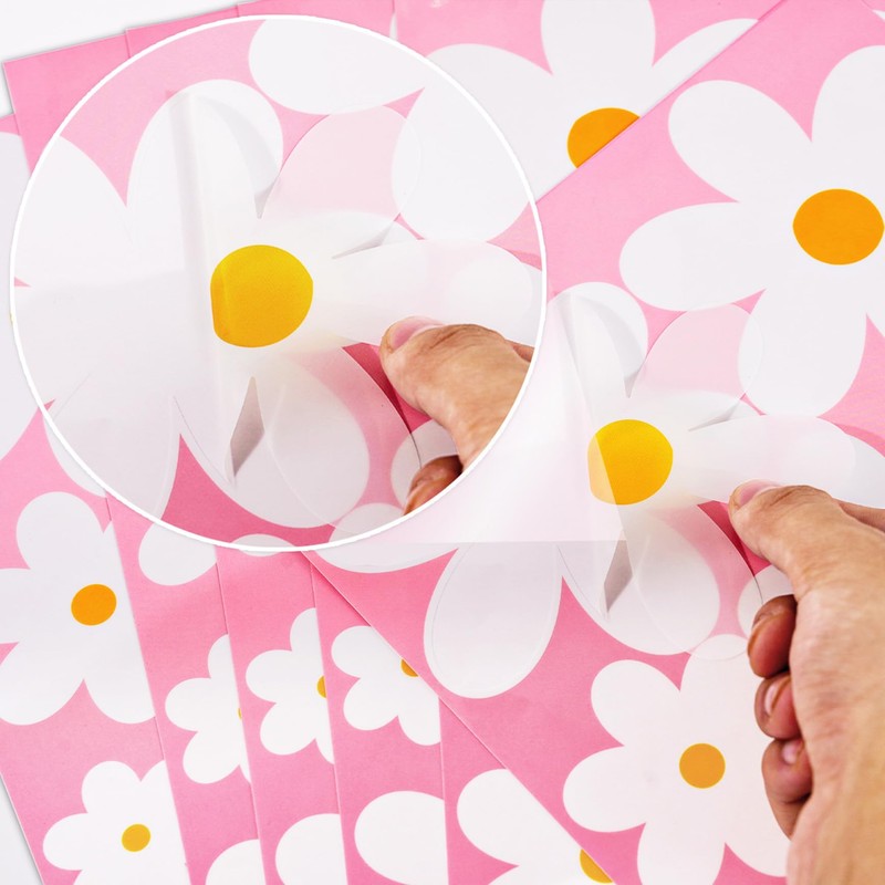White Daisy Window Clings, 96 Pieces, 8 Sheets, Spring Flower