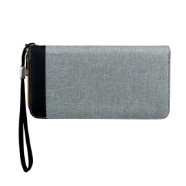 AdiStylinno Men's Wallet, Large Capacity Canvas Wallet, Long Wallet, Credit Card Holder with Zip, Coin Pocket, Multi Card Slots, Cash Slots, Removable Wrist Strap, gray, Modern