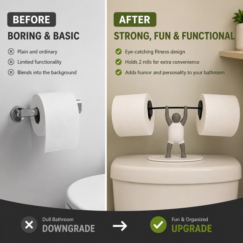 Funny Weightlifting Toilet Paper Holder for Bathroom Decor – Fitness-Themed