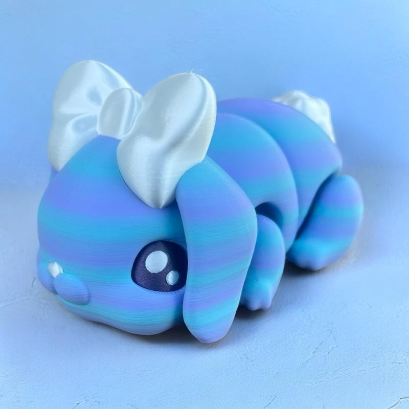 MEGA Articulating Floppy Ear Bunny 3D Printed Colorful:_Grey and Lavender