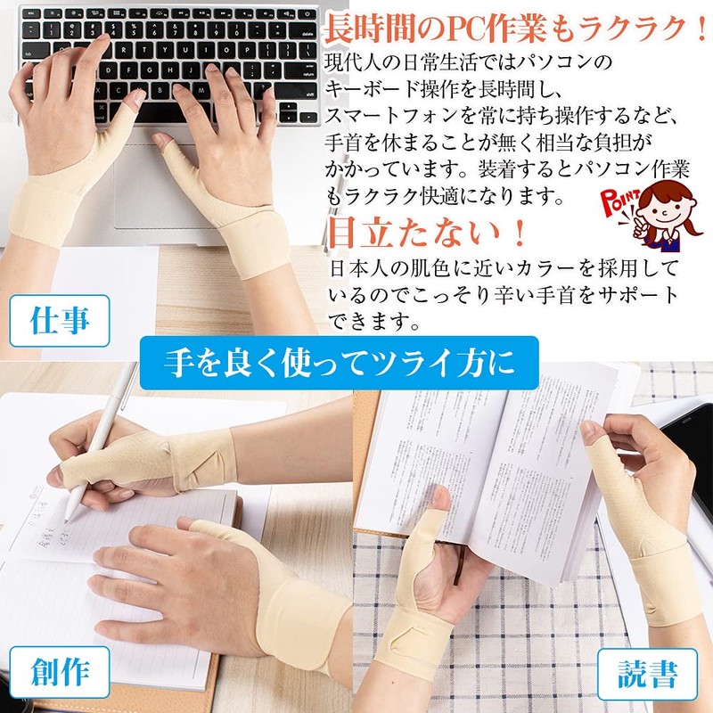 Meidlan 手首 親指 サポーター 薄手 軽量 二重圧力 圧力 ワンタッチ 調節