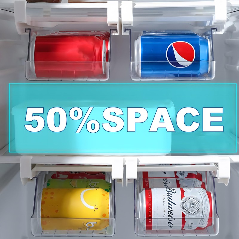 VOCAON 2 Pack Refrigerator Drawer Can Organizer, Hanging Soda Can