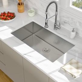 30 Inch Undermount Kitchen Sink - Beslend 30x18x10 Inch Undermount Sink Stainless Steel Kitchen Sink 16 Gauge Single Bowl Kitchen Sink Round Corner Under Counter Sink