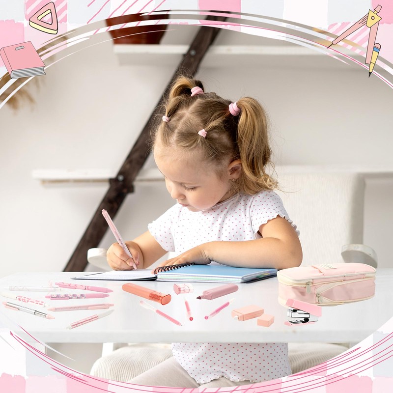 Eersida 58 Pcs Christmas Pink Bow School Supplies Coquette Aesthetic