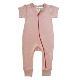 PARADE Organic Essentials '2-Way' Zip Romper - Short Sleeve Dusty Pink 2T
