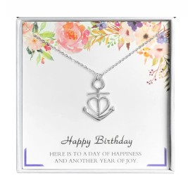 Ginger Lyne Collection Birthday Greeting Card Silver Anchor Heart Necklace Womens Ginger Lyne Collec...