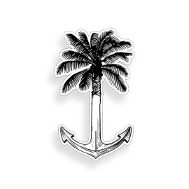 Real Sticky Palm Tree Anchor Sticker Beach Laptop Cup Cooler Car Vehicle Window Bumper Decal