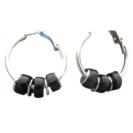 ❁ 2,5 CM SCHWARZE HOLZ CREOLEN ❁ Ohrringe im Boho Ethno Tribal Stil, schwarzes Holz, runde Ohrringe, Creolen