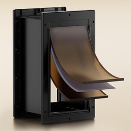 3-Flap Dog Door, Large Doggy Door for Wall, Never Rust Plastic Wall Dog Door, Telescoping Tunnel, Insulation Flap, 2 Magnetic Flaps, Closing Panel, Pet Door for Pet Up to 100lb (Large)