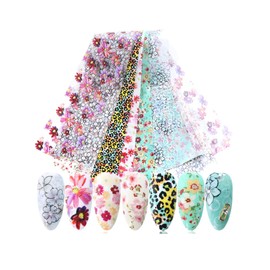 Generic Chrysanthemum Daisy Glory Flower Leaf Nail Foil Transfer Sticker 10Pcs 20X4Cm Xk9144 Nail Wraps Stickers Manicure Supplies for Women Nails Full Long Lasting Easy Apply and Remove