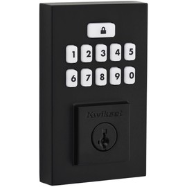 Kwikset 9260CNT-514S Contemporary SmartCode Keypad Electronic Deadbolt SmartKey Matte Black Finish