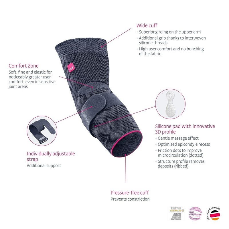 medi Epicomed Elbow Support | Unisex | Silver | Size