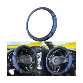 Zipelo Elastic Stretch Car Steering Wheel Cover, Leather Breathable Vehicle Steer Wheel Protective Guard, Anti-Slip Automotive Steer Wheel Protector Accessories, Universal for Most Cars (Blue)