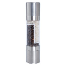 Miayon 2 in 1 Salt and Pepper Grinder Stainless Steel Manual Pepper Mill Adjustable Coarseness Ceramic Spice Grinder Dual Refillable Salt Pepper Mill Shaker for Camping Travel Outdoor Home BBQ