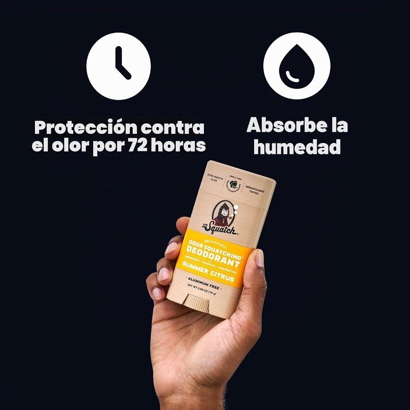 Dr. Squatch Desodorante natural para hombres, sin aluminio, Summer Citrus