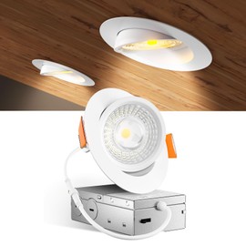 Amico 1 Pack 4 Inch 5CCT Gimbal LED Recessed Lighting, 360°&90°Adjustable Eyeball Directional Downlight, Dimmable, 2700K/3000K/3500K/4000K/5000K Selectable, CRI90+ 9W 700LM, White, ETL&FCC