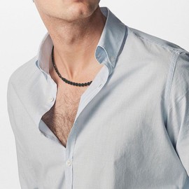 GAVU Crystal Pearl Necklace for Men, Stainless Steel Matte Onyx Stainless steel, Onyx