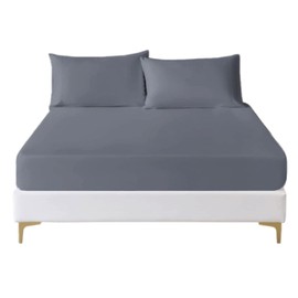 Funky Gadgets King Size Deep Fitted Sheet, Grey - 100% Egyptian Cotton Fitted Sheet - 30cm Extra Deep Pocket Bedsheets King Size Fitted Sheets Plain Dyed Bed Sheets Bedding Set No Pillowcase.