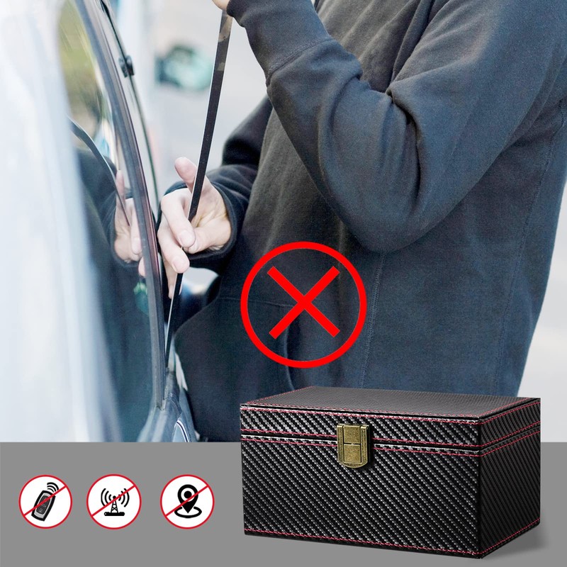 AtfArt Faraday Box for Car Keys Leather Signal Blocker Box