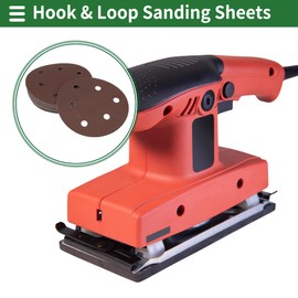 X AUTOHAUX Sandpaper Hook & Loop Sanding Sheets 125x125mm Red 320 Grit Round Efficient Grinding and Polishing Automobile Manufacturing and Repair Woodworking