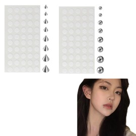 Lip Nails, Eyebrow Nails, Ear Nails, Set of 16, Lip Seal, Eyebrow Paste and Ear Nail Paste Facial Decoration, Decorative Parts, No Drilling Required, Easy to Install, Stylish, Popular, Home, DIY, Natural, Reusable Use, Long Lasting, Unisex, Silver