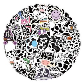 Cow Print Stickers for Laptop (50 PCS),Gift for Children Teens Adults Girl Boys,Waterproof Stickers for Water Bottle,Cow Print Vinyl Stickers for Scrapbook,Skateboard,Bike,Phone,Dairy