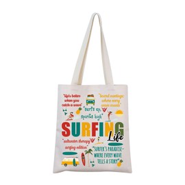 MNIGIU Surfer Gift Surfing Life Tote Bag Surfing Lovers Gift Surfer Player Gift Surfing Coach Gift (Surfing Tote)