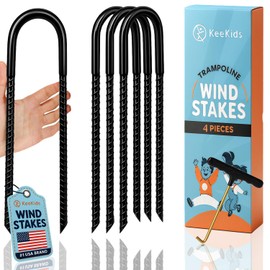 Trampoline Stakes Anchors High Wind, Rebar Stakes, 12 Inch, Galvanized Steel, Easy Installation - Tent Stakes & Trampoline, Trampoline Accessories, U-Shaped Ground Stakes for High